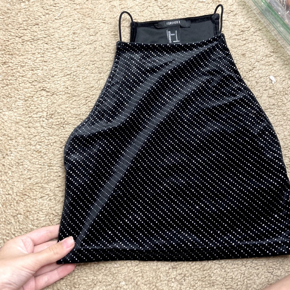 FOREVER 21 small crop top black with small bedazzles never been worn